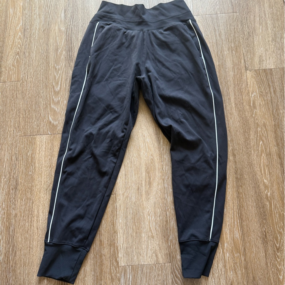 Athleta Black Joggers with White Accents